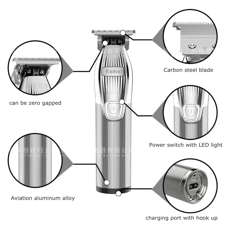 Máquina de barbear Kemei Original Profissional Sem Fio Recarregável